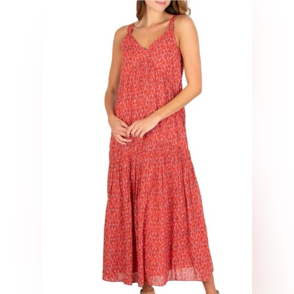 Joie Dresses & Skirts - Joie Limited Edition V-Neck Ladies Maxi Tiered Skirt Red Dress